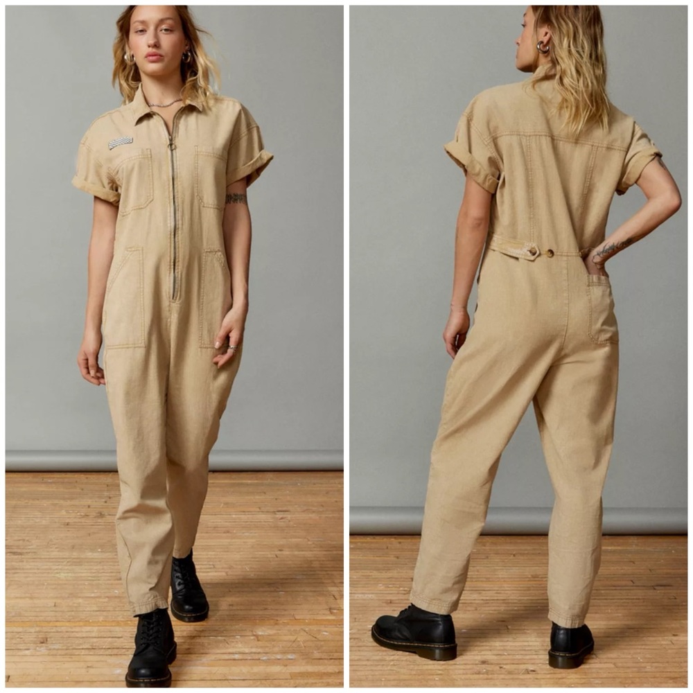 Urban Outfitters Beige Utility Jumpsuit